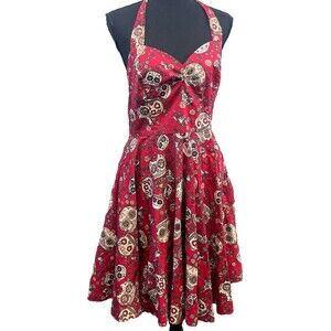 HELL BUNNY VIXEN Red Skull Dress SZ:XL